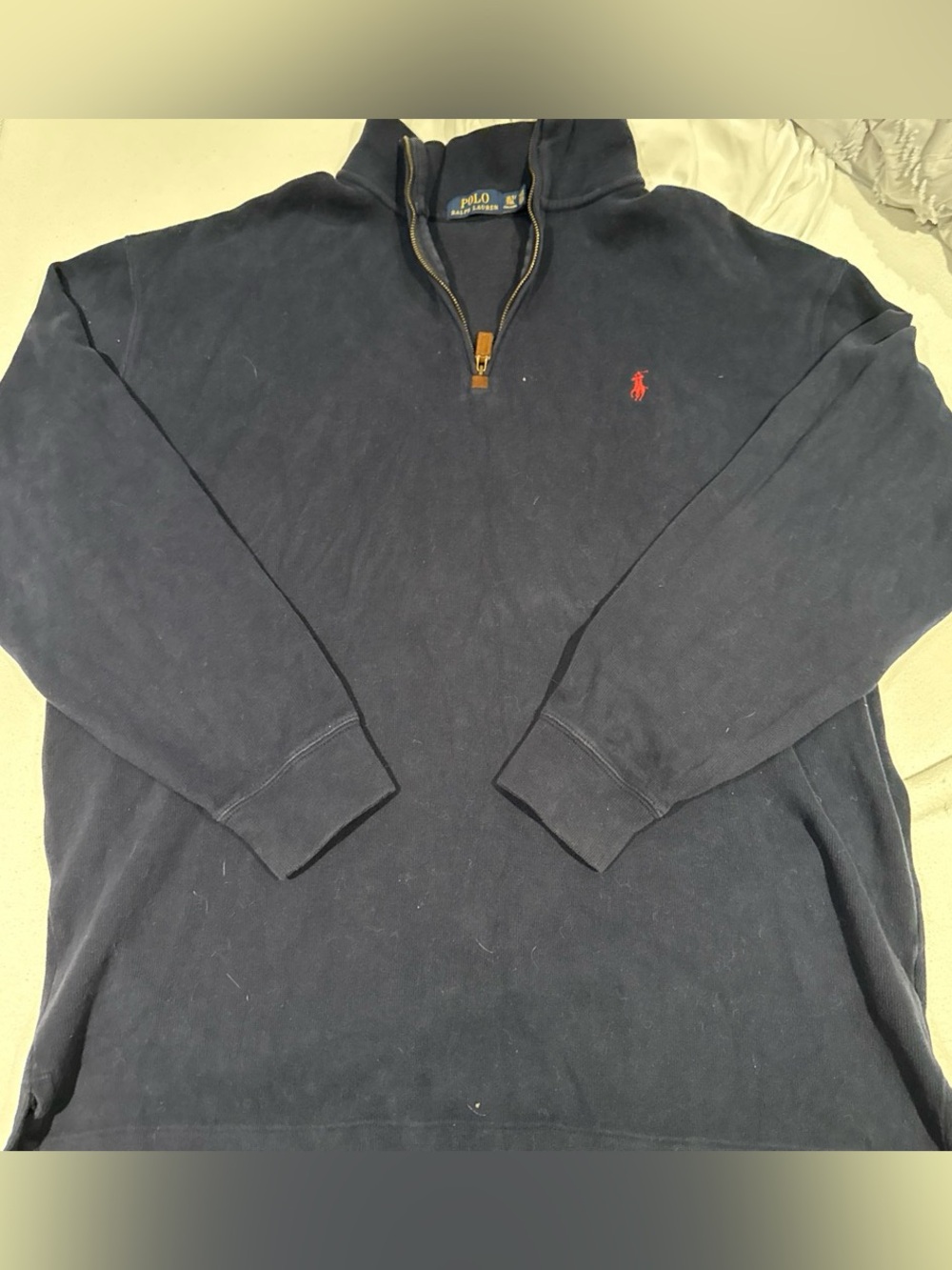 Polo by Ralph Lauren Navy Quarter-Zip Pullover with Red Logo